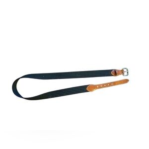 Vintage Dooney & Bourke Navy Green Stripe Canvas Leather Belt Size 36"